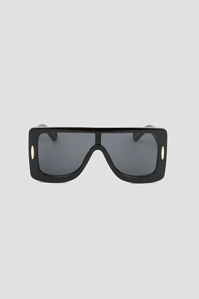 Ardene Oversized Flat Top Square Sunglasses in Black