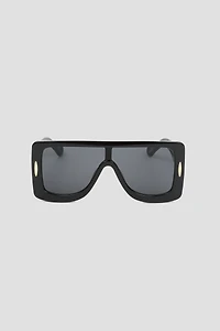 Ardene Oversized Flat Top Square Sunglasses in Black