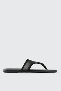 Ardene Square Toe Mesh Flat Sandals in Black | Size