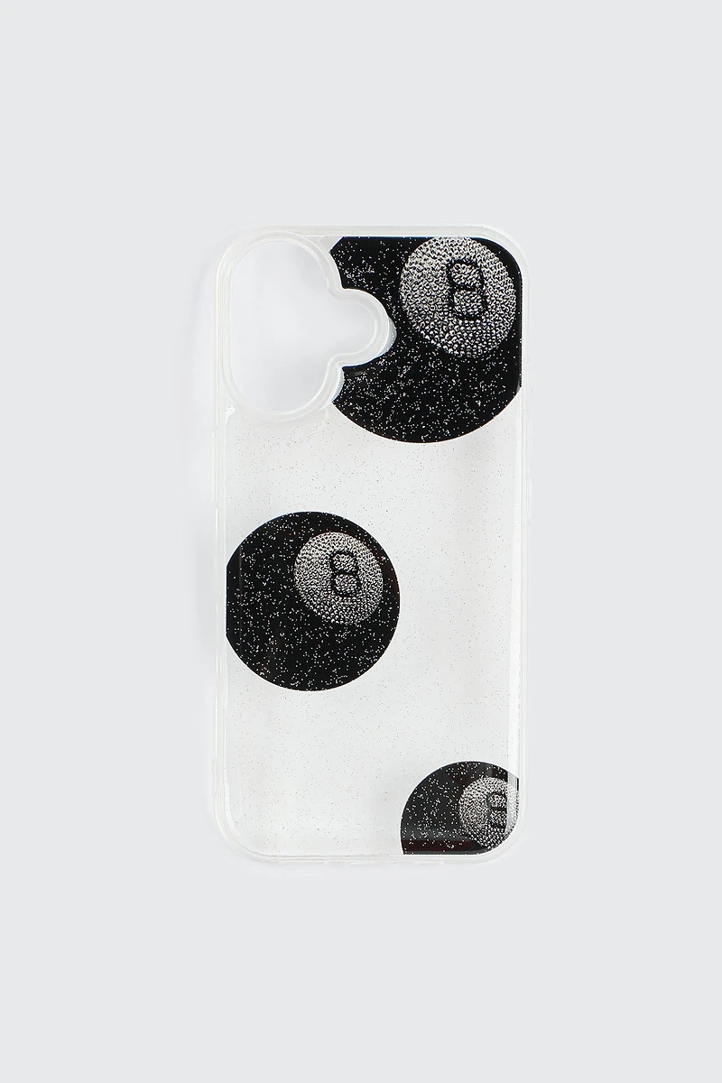Ardene Glitter 8 Ball iPhone 16 Case in Black