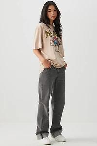 Ardene Oversized Def Leppard T-Shirt in Beige | Size | 100% Cotton