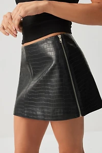 Ardene Croc Embossed Micro Skirt in | Size | Faux Leather/Polyester