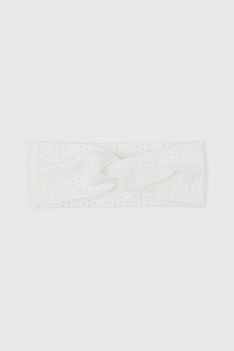 Ardene Eyelet Twist Headwrap in White | Polyester/Elastane