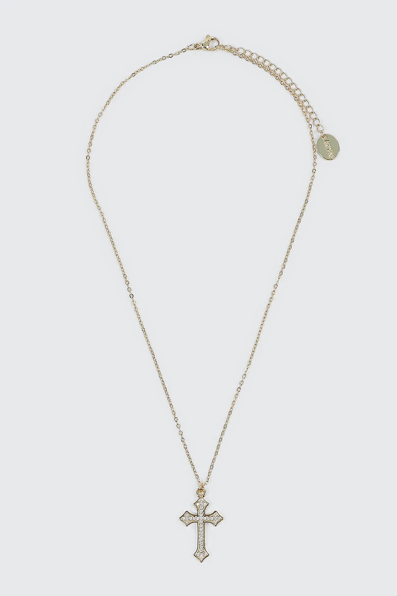 Collier croix plaqué or 14K