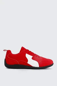 Ardene Contrast Sneakers in Red | Size | Faux Suede