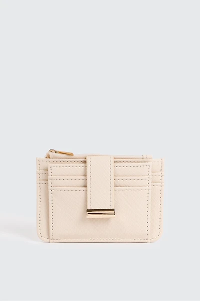 Ardene Faux Leather Cardholder in Beige | 100% Recycled Polyester/Faux Leather | Eco-Conscious