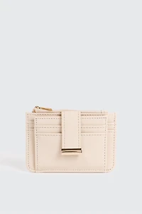 Ardene Faux Leather Cardholder in Beige | 100% Recycled Polyester/Faux Leather | Eco-Conscious