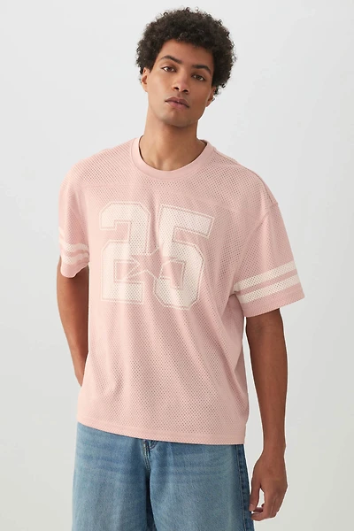 Ardene Man Boxy Mesh Sport Jersey For Men in Light Pink | Size | Polyester