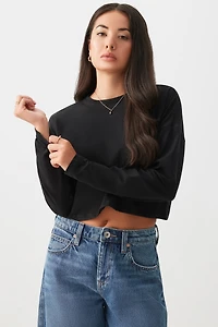 Ardene Crop Boxy Dolman T-Shirt in | Size | Cotton/Elastane | Eco-Conscious