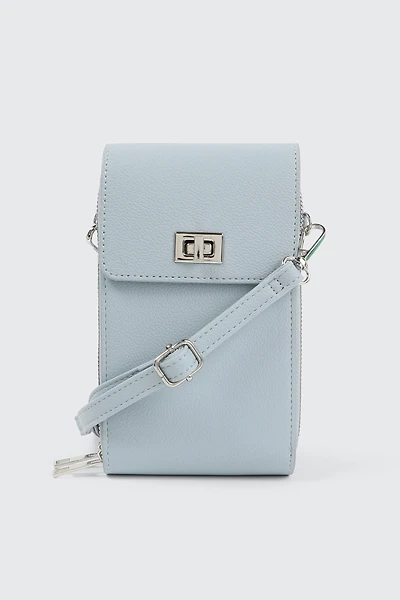 Ardene Faux Leather Phone Bag in Light Blue | 100% Recycled Polyester/Faux Leather | Eco-Conscious