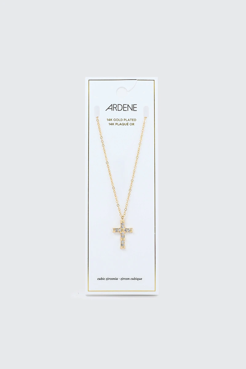 Collier croix plaqué or 14K