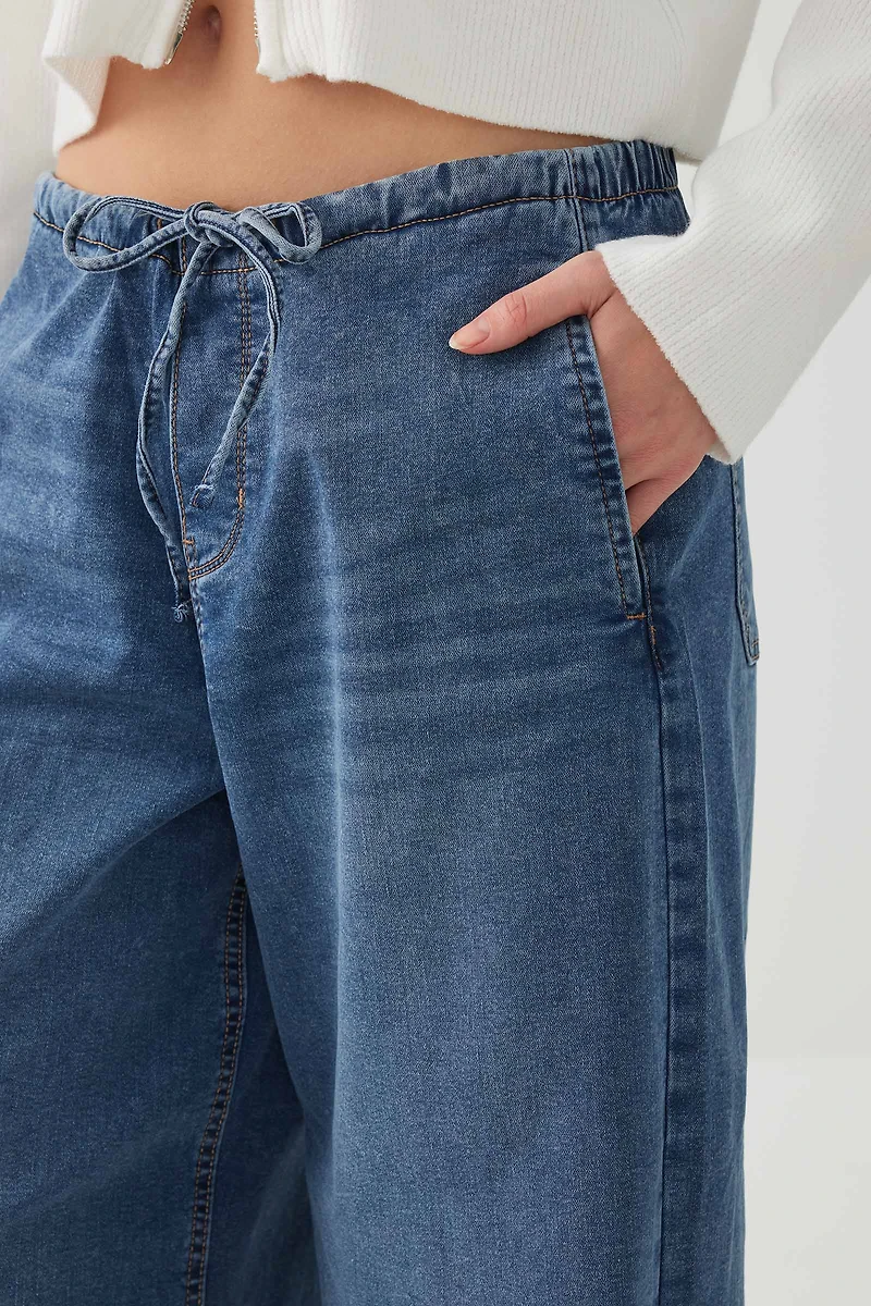 Jean en tricot à taille mi-haute et jambe large