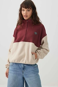 Chandail polaire demi-glissière à blocs de couleur