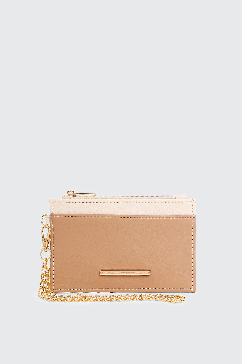 Ardene Faux Leather Cardholder in Beige | Faux Leather/Polyester
