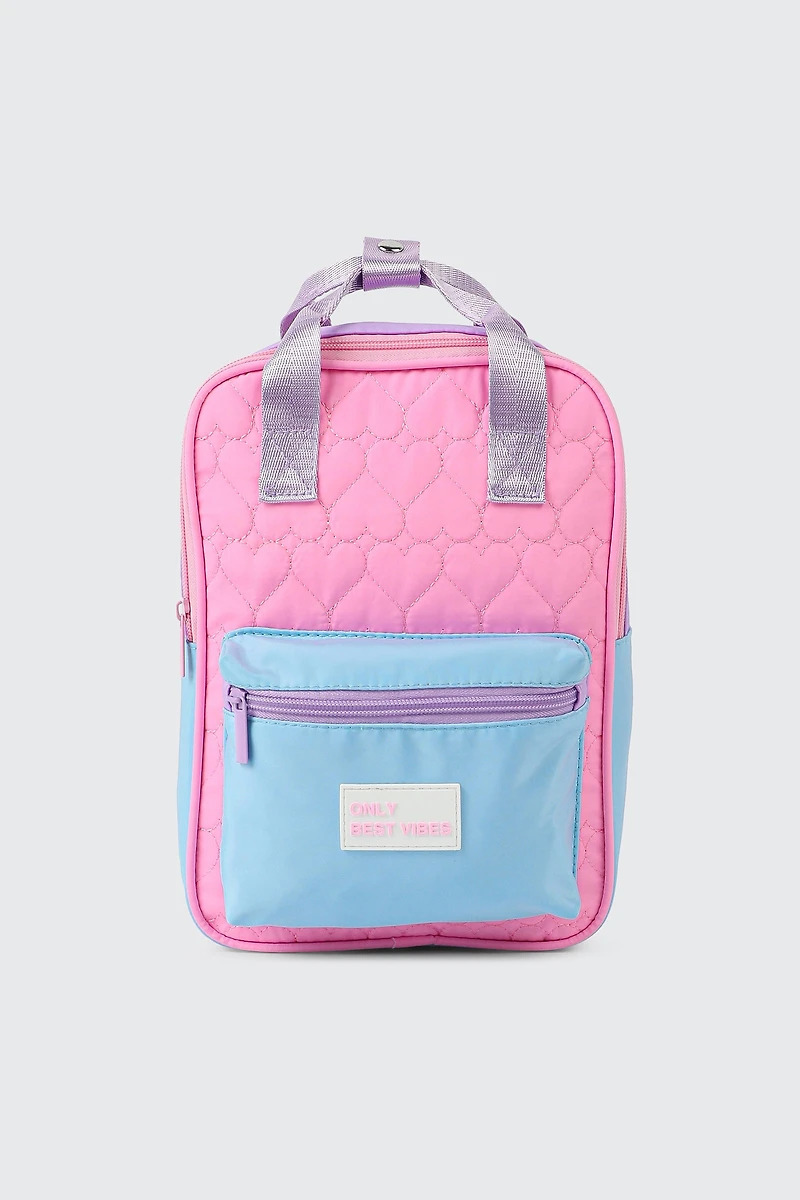 Ardene Kids Heart Quilted Backpack in Pink | Nylon | Eco-Conscious