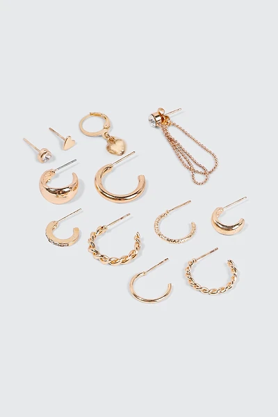 Ardene 12-Pack Mixed Earrings in Gold | Stainless Steel