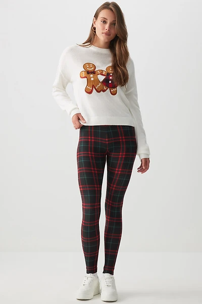 Ardene Super Soft Holiday Leggings in Red | Size | Polyester/Spandex
