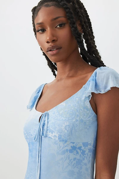 Robe midi à fente en maille filet