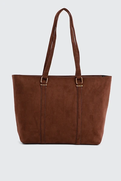 Ardene Large Tote Bag in Brown | Faux Leather