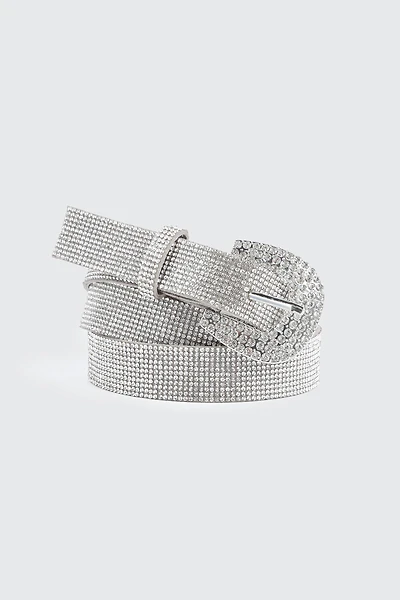 Ardene Rhinestone Belt in Silver | Size Small | Faux Leather
