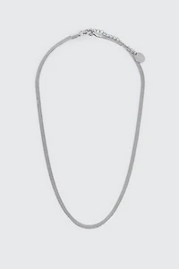 Ardene Stainless Steel Herringbone Chain Necklace in Silver