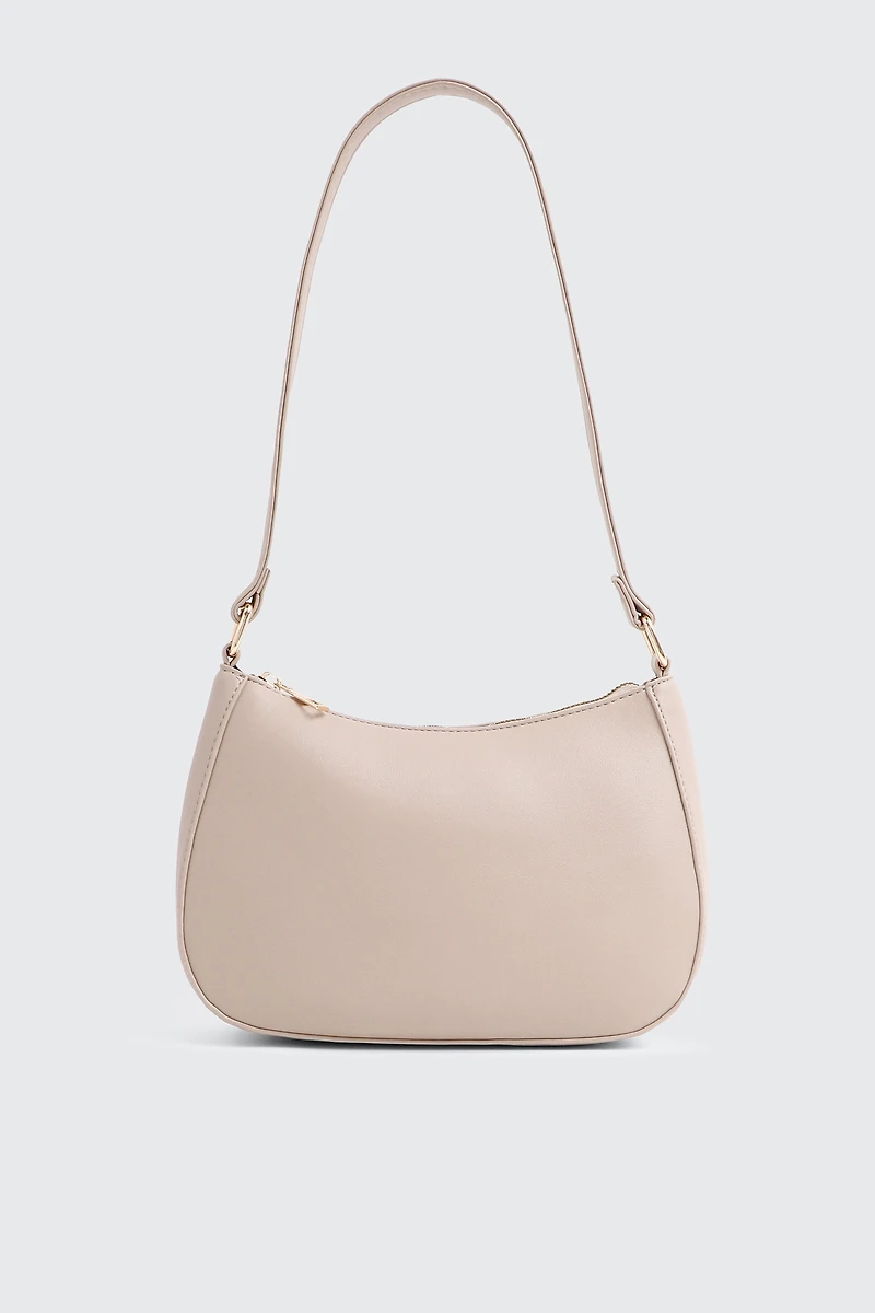 Ardene Faux Leather Shoulder Bag in Beige | Faux Leather/Polyester