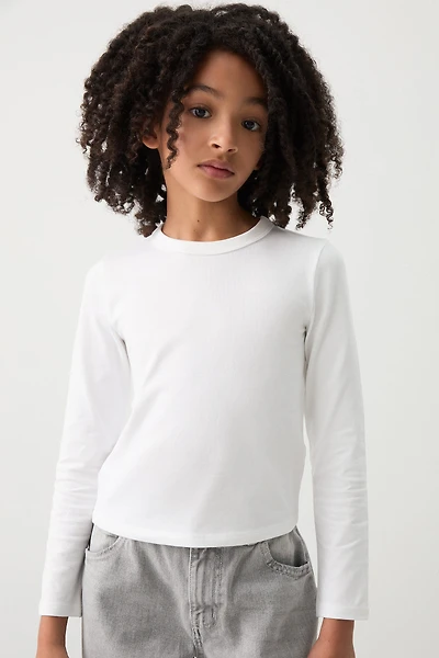 Ardene Kids Long Sleeve T-Shirt in White | Size | Cotton/Elastane | Eco-Conscious