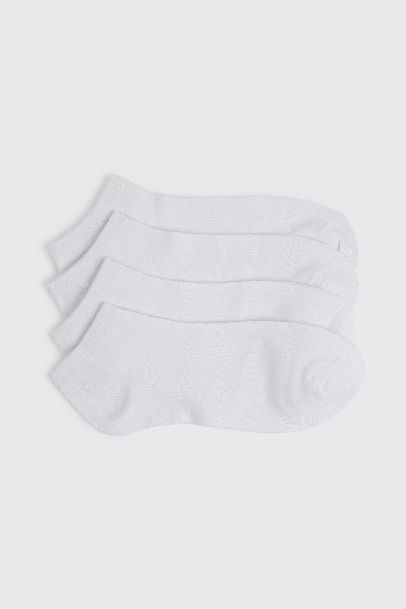 Ardene 4-Pack Bamboo Rayon Ankle Socks in White | Polyester/Rayon/Elastane | Eco-Conscious