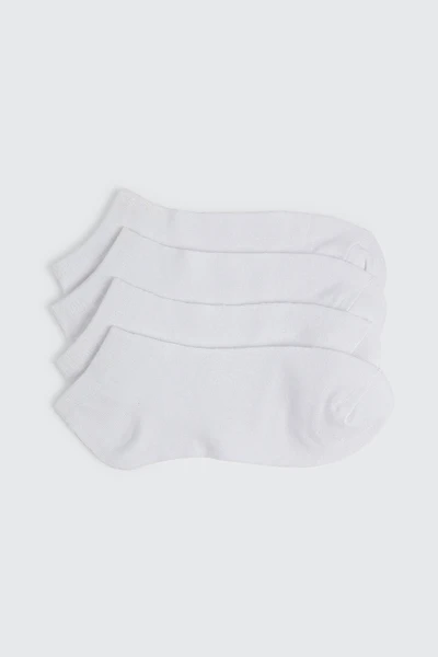 Ardene 4-Pack Bamboo Rayon Ankle Socks in White | Polyester/Rayon/Elastane | Eco-Conscious