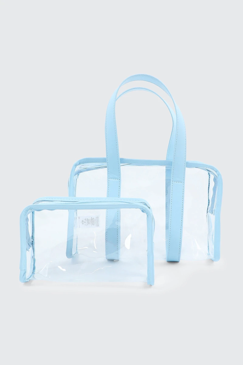 Ardene 2-Pack Cosmetic Bag Set in Light Blue