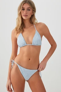 Ardene Textured Cheeky Bikini Bottom in Light Blue | Size | Polyester/Spandex