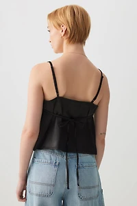 Camisole en satin à buste plissé