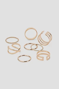 Ardene 8-Pack Minimalist Rings in Gold | Size Small