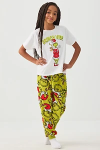 Ardene Kids The Grinch Plush PJ Joggers in Green | Size | Polyester