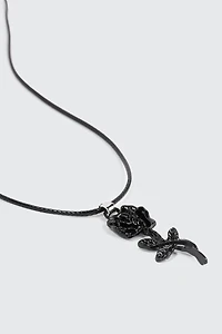 Collier cordon à pendentif fleur