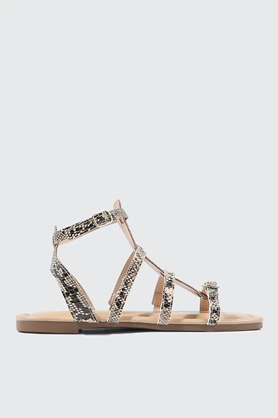 Ardene Square Toe Gladiator Sandals in Beige | Size | Rubber