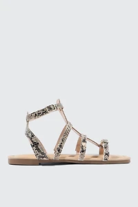 Ardene Square Toe Gladiator Sandals in Beige | Size | Rubber