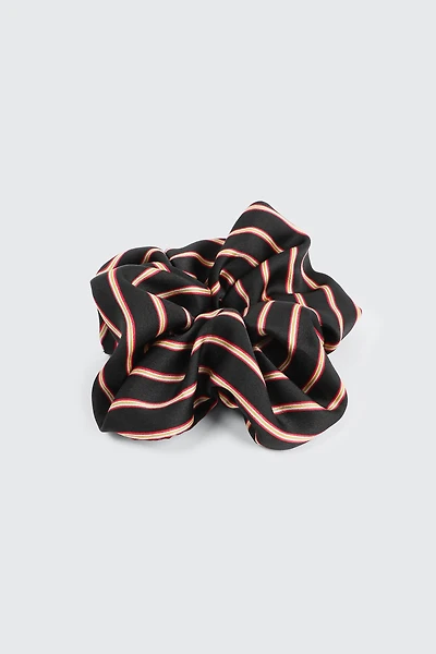 Ardene XL Pinstriped Scrunchie in Black | Polyester