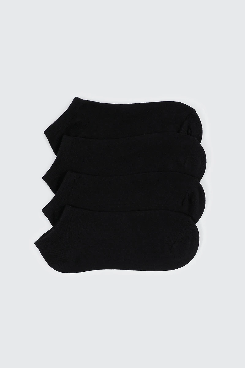 Ardene 4-Pack Cotton Blend Ankle Socks in Black | Polyester/Spandex/Cotton