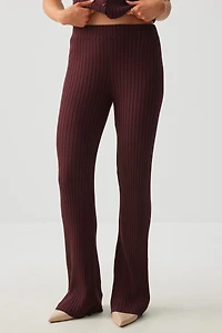 Pantalon évasé en tricot côtelé