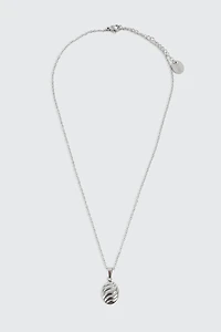 Ardene Stainless Steel Necklace with Ribbed Pendant in Silver