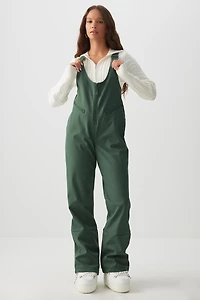 Ardene Softshell Bib Snow Pants in Medium Green | Size | Polyester/Elastane