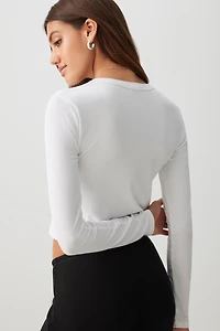 T-shirt ultracourt à manches longues graphique