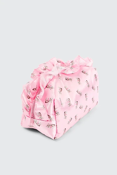 Ardene Kitten Print Makeup Bag in Light Pink