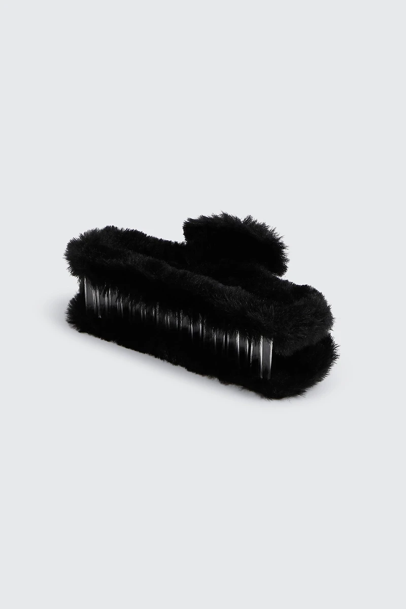 Pince à cheveux rectangulaire ajourée en peluche