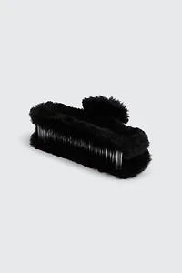 Pince à cheveux rectangulaire ajourée en peluche