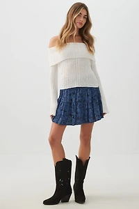 Jupe-short fluide à taille smockée