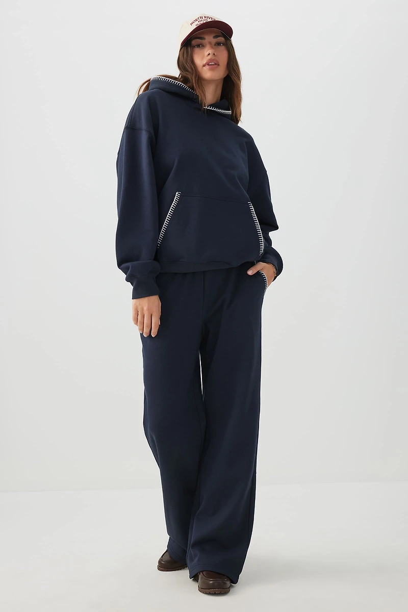 Chandail à capuchon ample point roulé