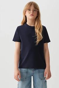 Ardene Kids Classic T-Shirt in Dark Blue | Size | Spandex/Cotton | Eco-Conscious