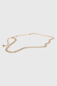 Ardene Rhinestone Chain Belt in Gold